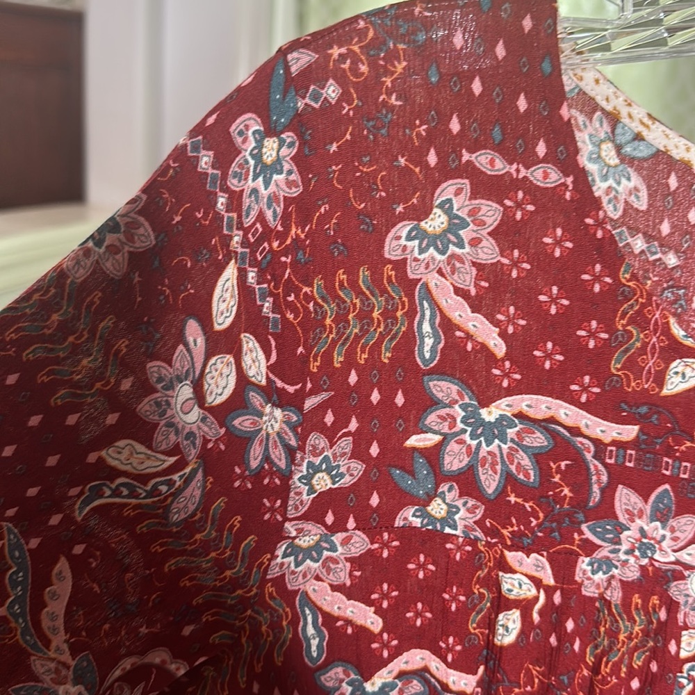 Trend Setter Diva Boutique Rust Red Floral Tiered Maxi Dress - Picture 8 of 11